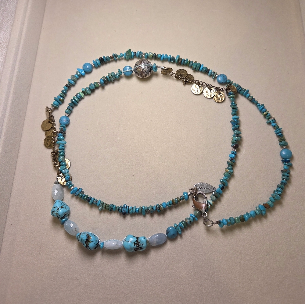 Coldwater Creek Turquoise & Gold Necklace